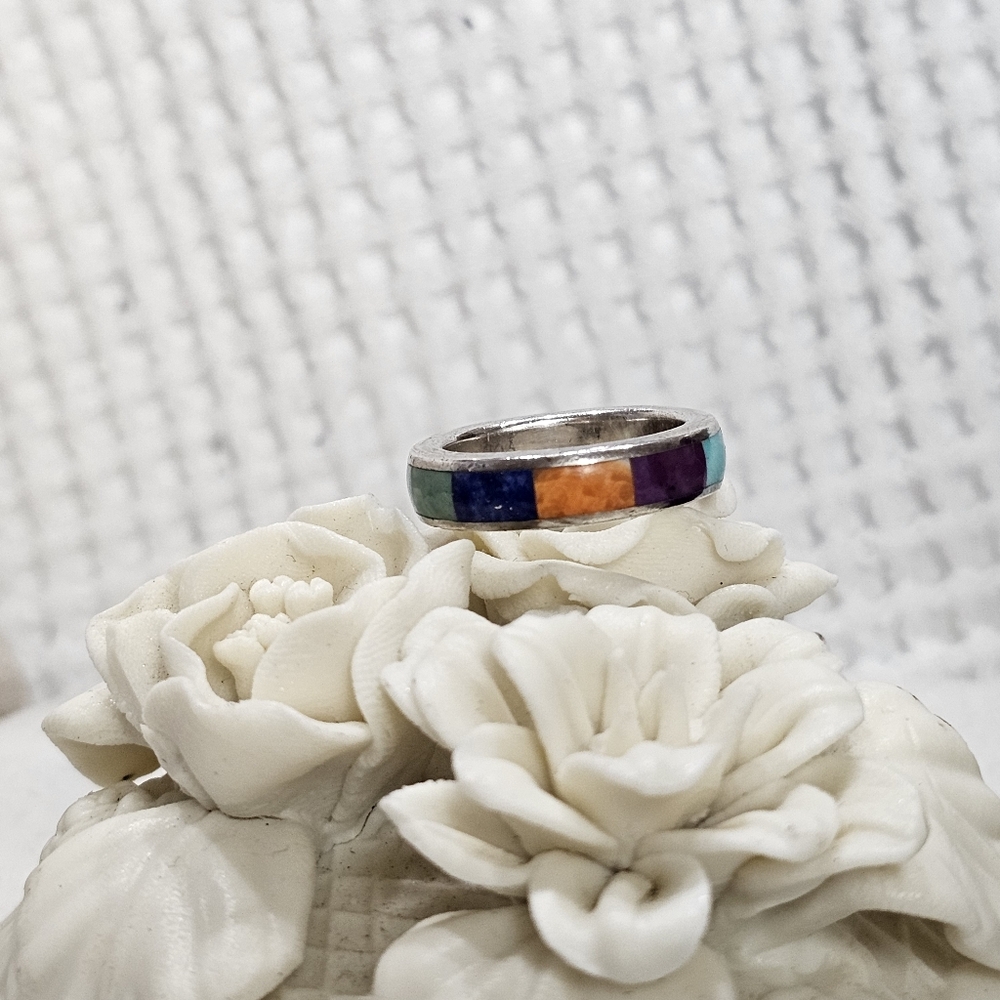 Gemstone 925 Band Ring Vintage PRICE FIRM - Picture 5 of 13